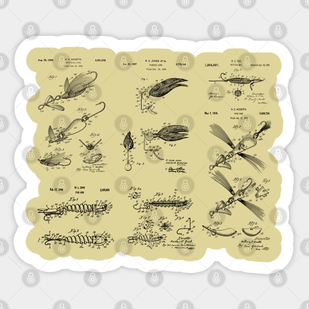 Patent Blueprint Apparel - Vintage Fishing Lure Patents Sticker by MadebyDesign